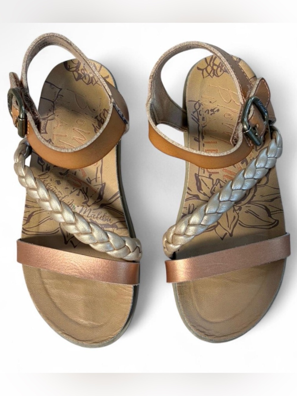 Girls Brown Braided Strappy Blowfish Sandal Size 11